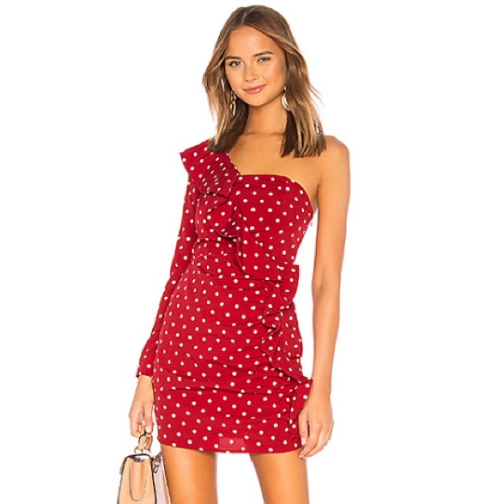 NEW About Us X REVOLVE Rino Dot One Shoulder Dress